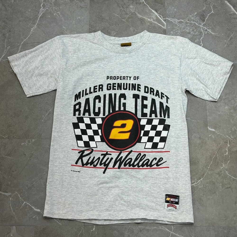 90s Vintage Nascar Miller Beer Racing Team Graphic Tee Mens Medium Rusty Wallace